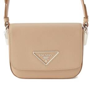 Prada Identity Saffiano Leather Shoulder Bag Beige